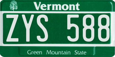 VT license plate ZYS588
