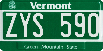 VT license plate ZYS590