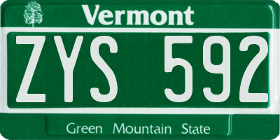 VT license plate ZYS592
