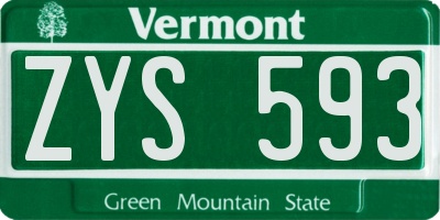 VT license plate ZYS593