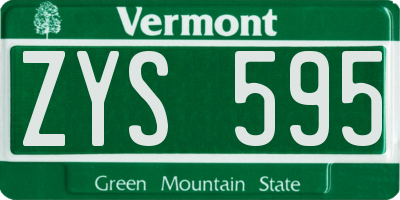 VT license plate ZYS595