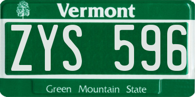 VT license plate ZYS596