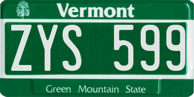 VT license plate ZYS599