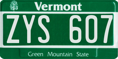 VT license plate ZYS607