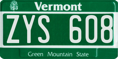 VT license plate ZYS608