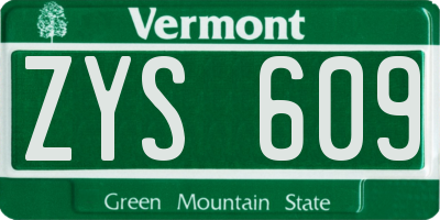 VT license plate ZYS609