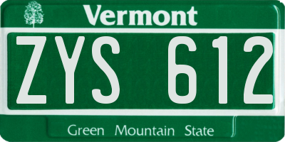 VT license plate ZYS612