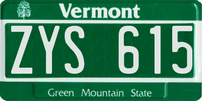 VT license plate ZYS615