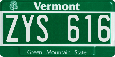 VT license plate ZYS616
