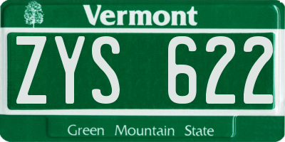 VT license plate ZYS622