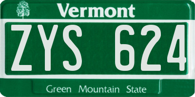 VT license plate ZYS624