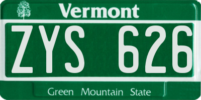 VT license plate ZYS626
