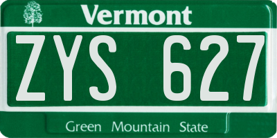 VT license plate ZYS627