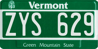 VT license plate ZYS629