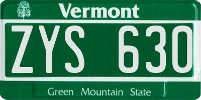 VT license plate ZYS630