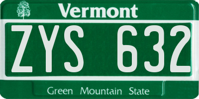 VT license plate ZYS632
