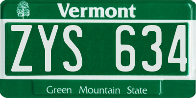 VT license plate ZYS634