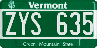 VT license plate ZYS635