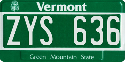 VT license plate ZYS636