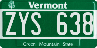 VT license plate ZYS638