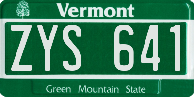 VT license plate ZYS641