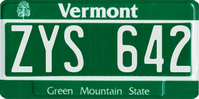 VT license plate ZYS642