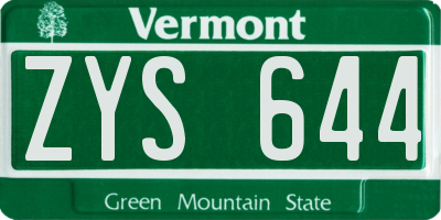 VT license plate ZYS644