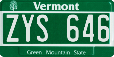 VT license plate ZYS646