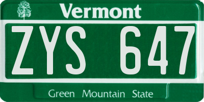 VT license plate ZYS647