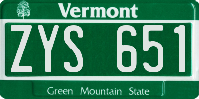 VT license plate ZYS651