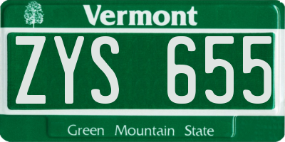 VT license plate ZYS655