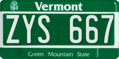 VT license plate ZYS667