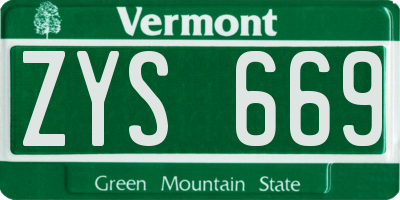 VT license plate ZYS669
