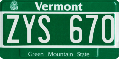 VT license plate ZYS670
