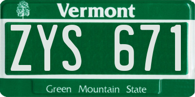 VT license plate ZYS671