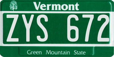 VT license plate ZYS672