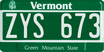 VT license plate ZYS673