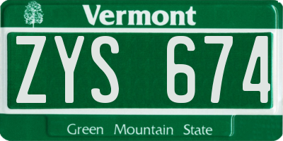 VT license plate ZYS674