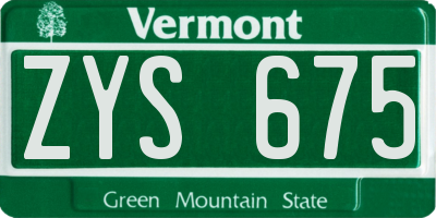 VT license plate ZYS675