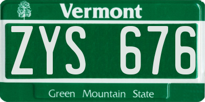 VT license plate ZYS676