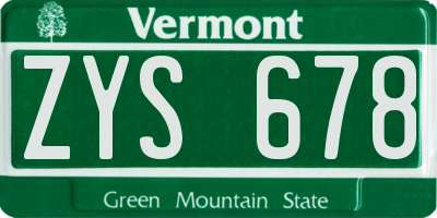 VT license plate ZYS678