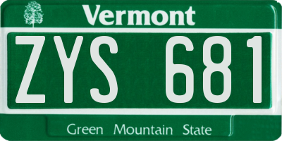 VT license plate ZYS681