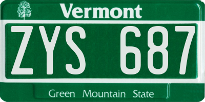 VT license plate ZYS687