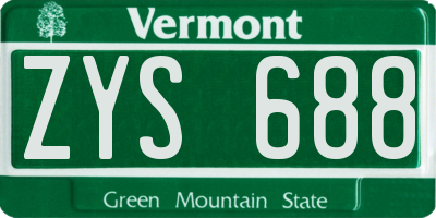 VT license plate ZYS688