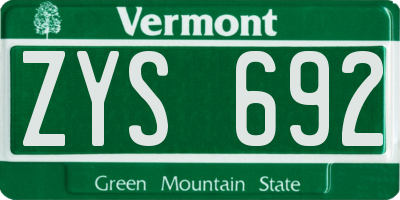 VT license plate ZYS692