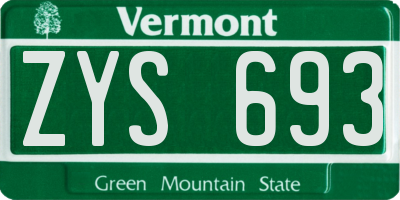 VT license plate ZYS693