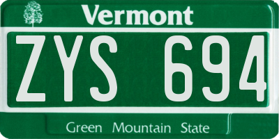 VT license plate ZYS694