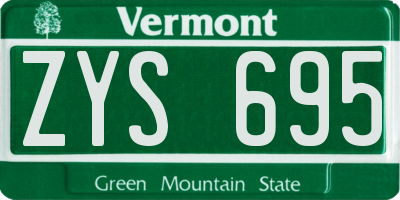 VT license plate ZYS695