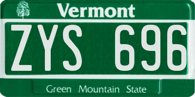 VT license plate ZYS696