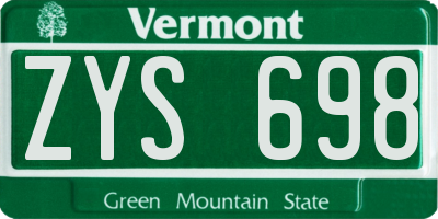 VT license plate ZYS698